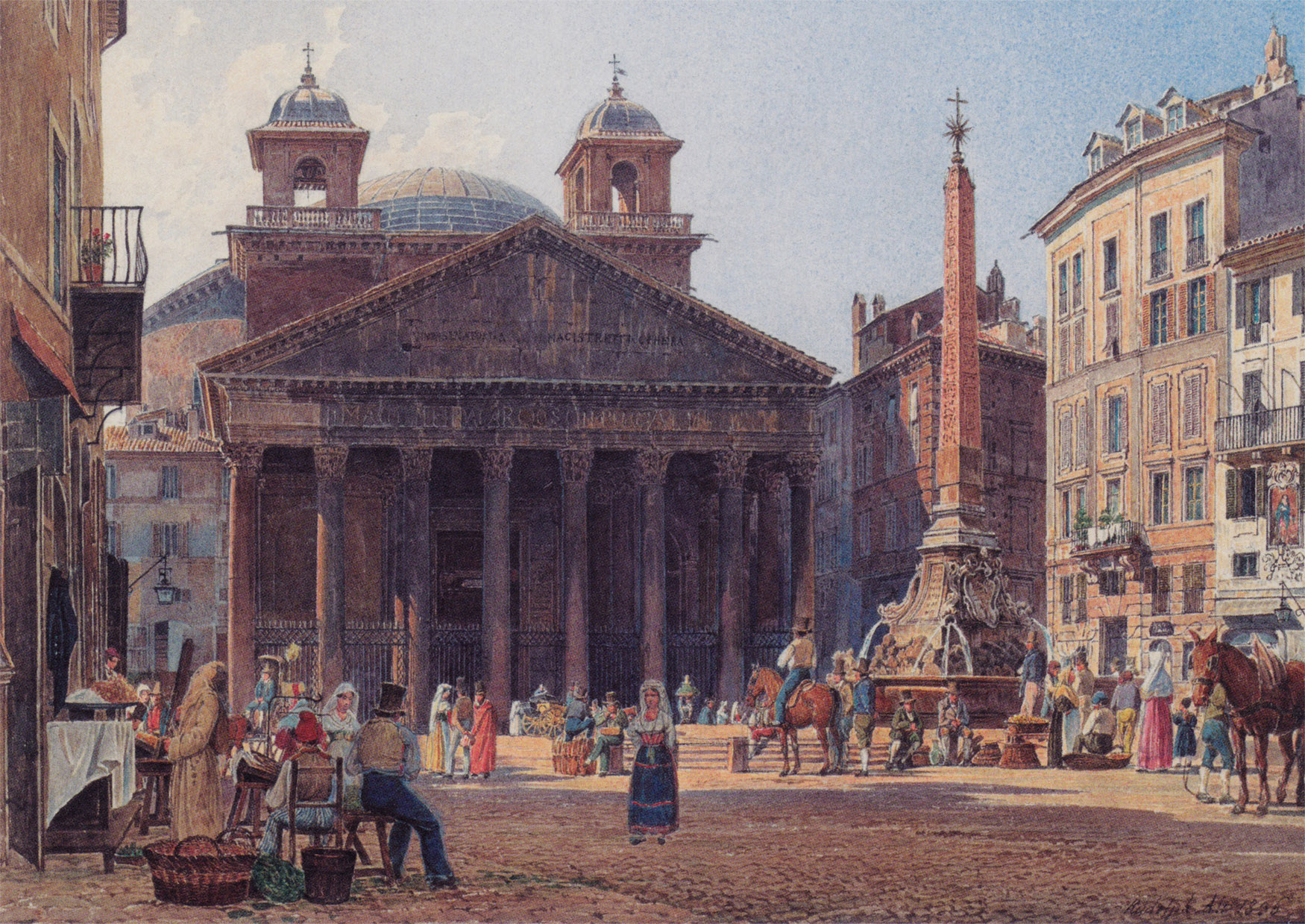 Rudolf von Alt,Le Panthéon et la Place de la Rotonde (1835)